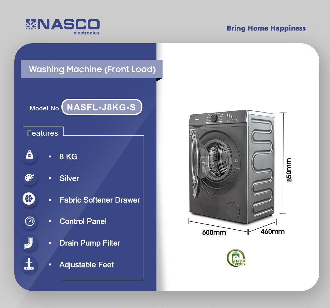 Nasco 8kg Front Load Washing Machine (NASFL-J8KG-S) - view 2