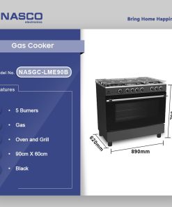 Nasco 5 Burner Gas Cooker (NASGC-LME90B) - view 2