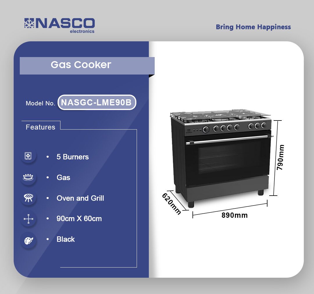 Nasco 5 Burner Gas Cooker (NASGC-LME90B) - view 2