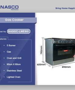 Nasco 5 Burner Gas Cooker (NASGC-LME90I) - view 2