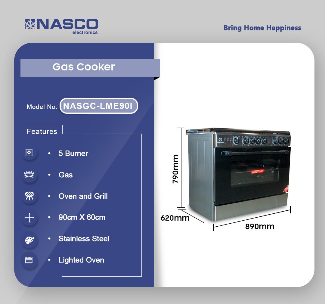 Nasco 5 Burner Gas Cooker (NASGC-LME90I) - view 2