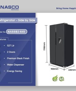 Nasco 527L Side by Side Refrigerator (NASSB2-64S) - view 2