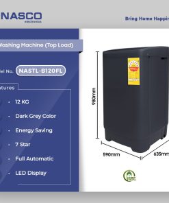 Nasco 12kg Top Load Washing Machine (NASTL-B120FL) - view 2