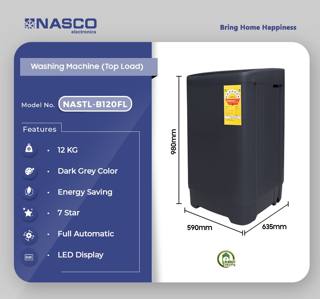 Nasco 12kg Top Load Washing Machine (NASTL-B120FL) - view 2