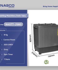 Nasco 8kg Twin Tub Washing Machine (NASTT-JS80) - view 2
