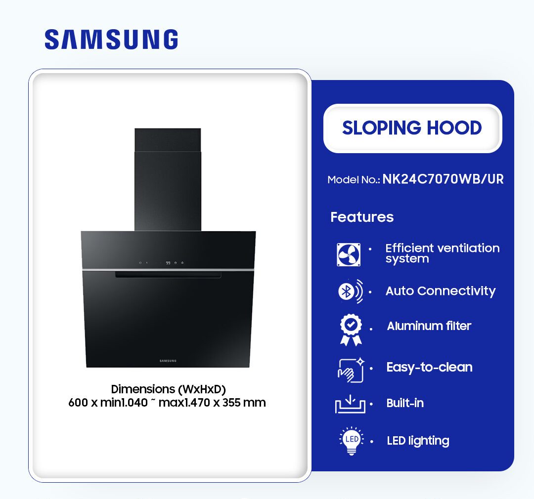 Samsung 60cm Chimney Cooker Hood (NK24C7070WB/UR) - view 2