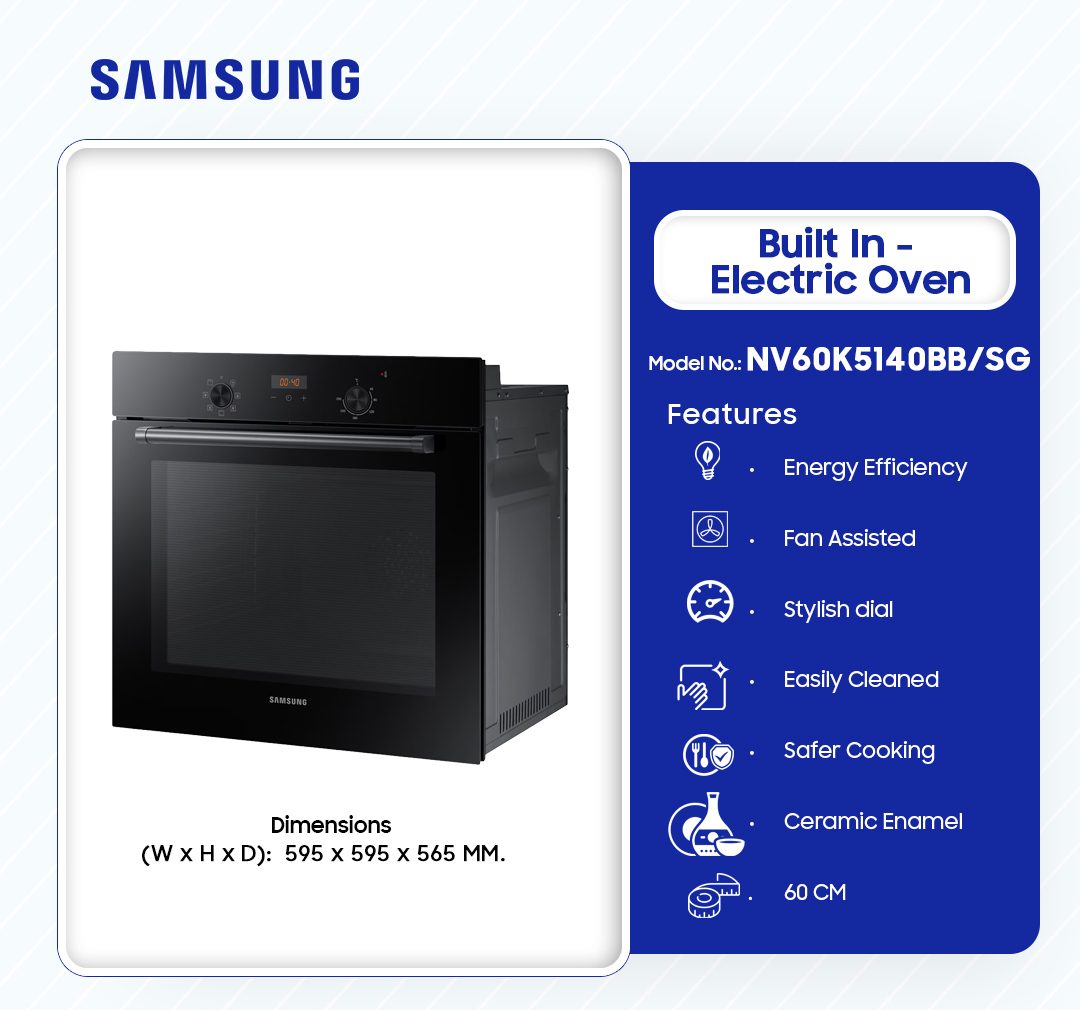 Samsung 60cm Built-In Electric Oven (NV60K5140BB/SG) - view 2