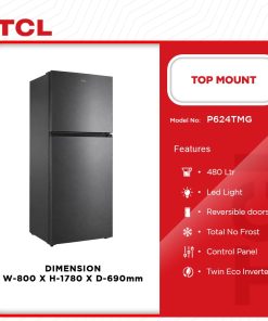 TCL 480L Top Mount Refrigerator (P624TMG) - view 2