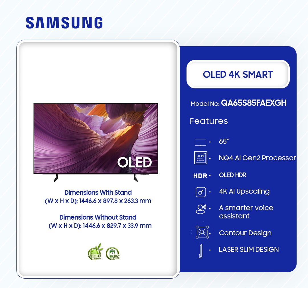 Samsung 65" OLED 4K Smart TV (QA65S85FAEXGH) - view 2