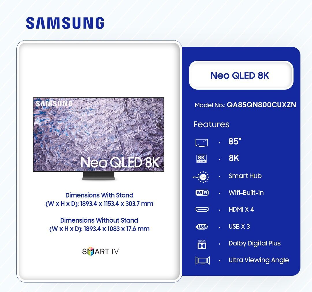 Samsung 85" Neo QLED 8K Smart TV (QA85QN800CUXZN) - view 2
