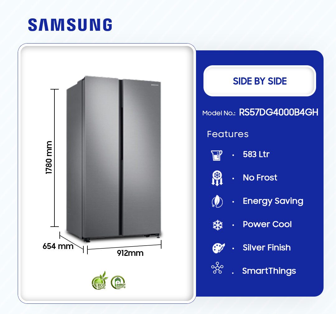 Samsung Side by Side Refrigerator (RS57DG4000B4GH) - view 2