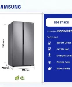 Samsung 647L Side by Side Refrigerator (RS62R5001M9/GH) - view 2