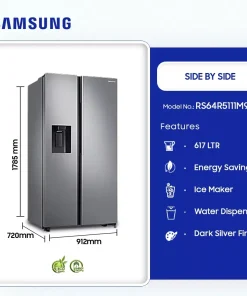 Samsung 617L Side by Side Refrigerator (RS64R5111M9/GH) - view 2