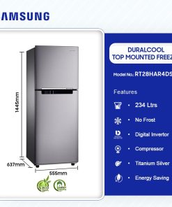Samsung 234L DuraCool Top Mount Refrigerator (RT28HAR4DSA) - view 2