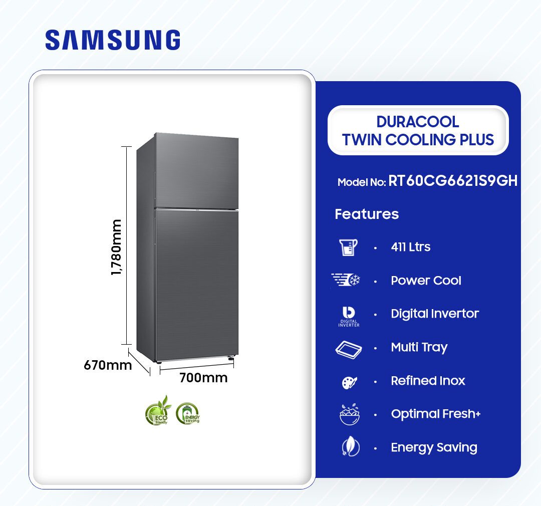 Samsung 411L DuraCool Twin Cooling Plus Refrigerator (RT60CG6621S9GH) - view 2
