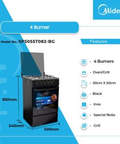 Midea 4 Burner Gas Cooker (SP5055T082-BG) - view 2