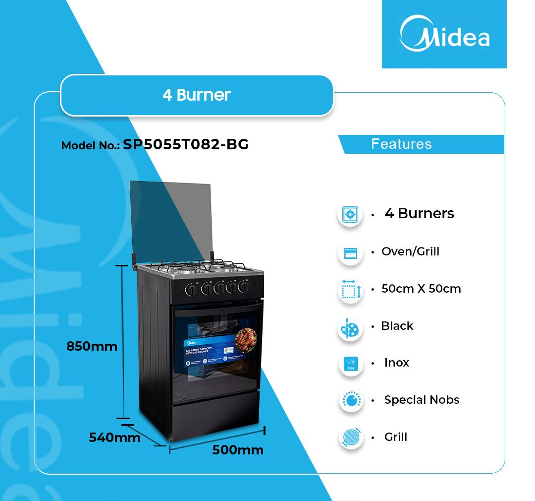 Midea 4 Burner Gas Cooker (SP5055T082-BG) - view 2