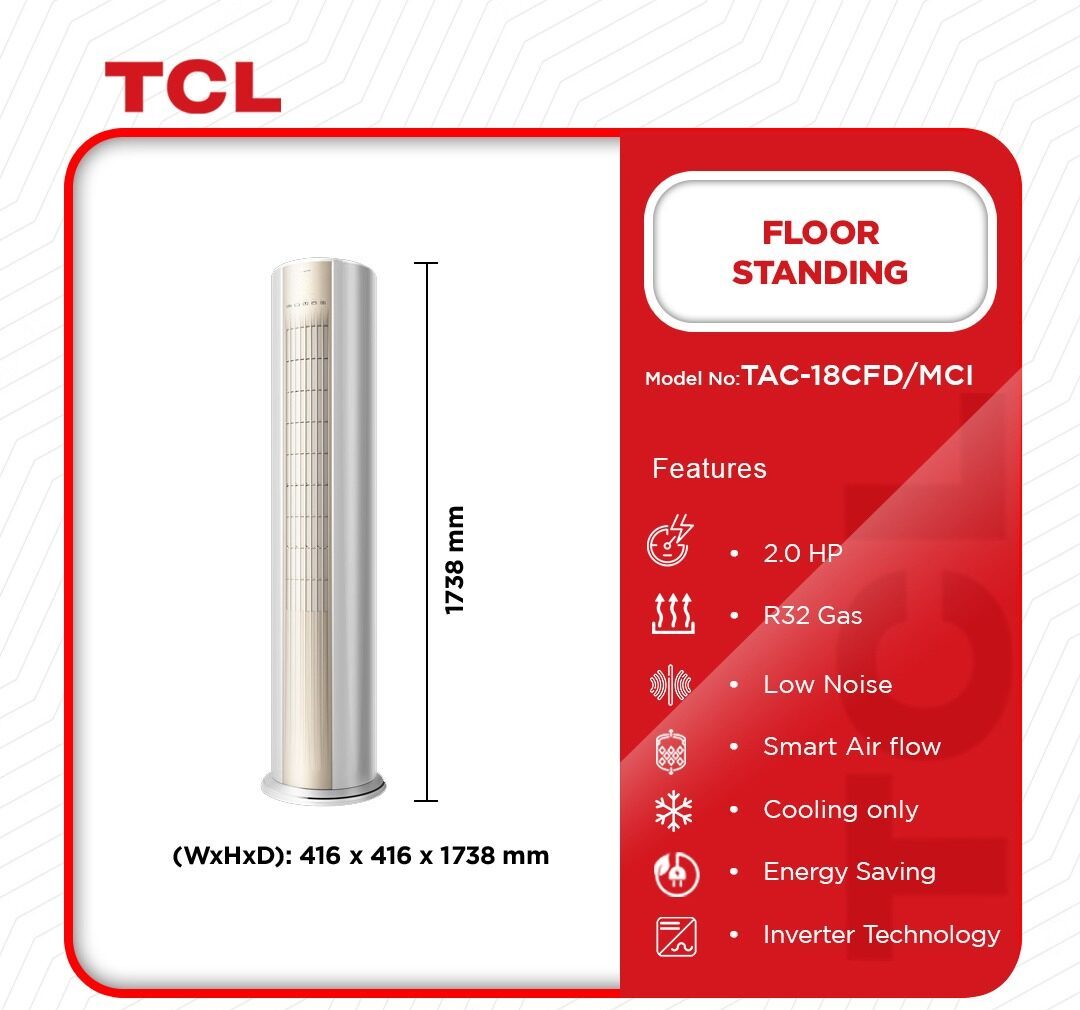 TCL 2.0HP Inverter Round Floor Standing Air Conditioner (R32) (TAC-18CFD/MCI) - view 2