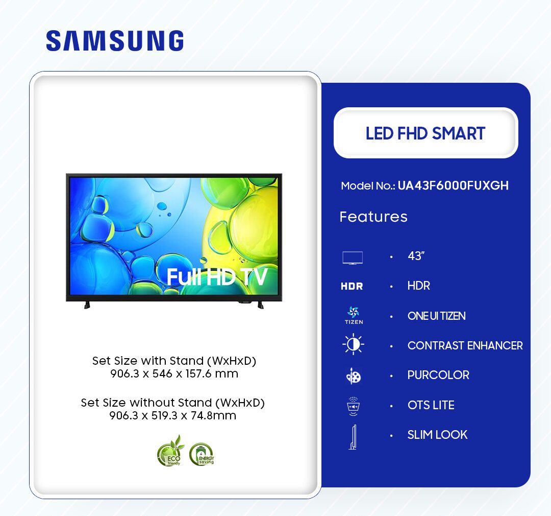 Samsung 43" FHD Smart LED TV (UA43F6000FUXGH) - view 2