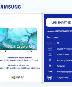 Samsung 75" Crystal UHD 4K Smart TV (UA75U8000FUXGH)