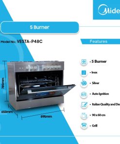 Midea 5 Burner Gas Cooker (VESTA-P48C) - view 2