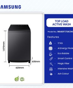 Samsung 17kg Top Load Active Wash Washing Machine (WA80F17S8CNQ) - view 2