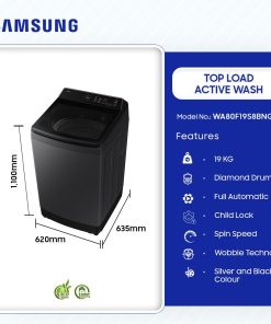 Samsung 19kg Top Load Active Wash Washing Machine (WA80F19S8BNQ) - view 2