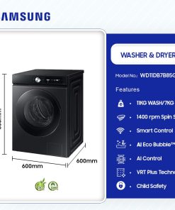 Samsung 11kg Wash/ 7kg Dry Washer & Dryer Combo (WD11DB7B85GBNQ) - view 2