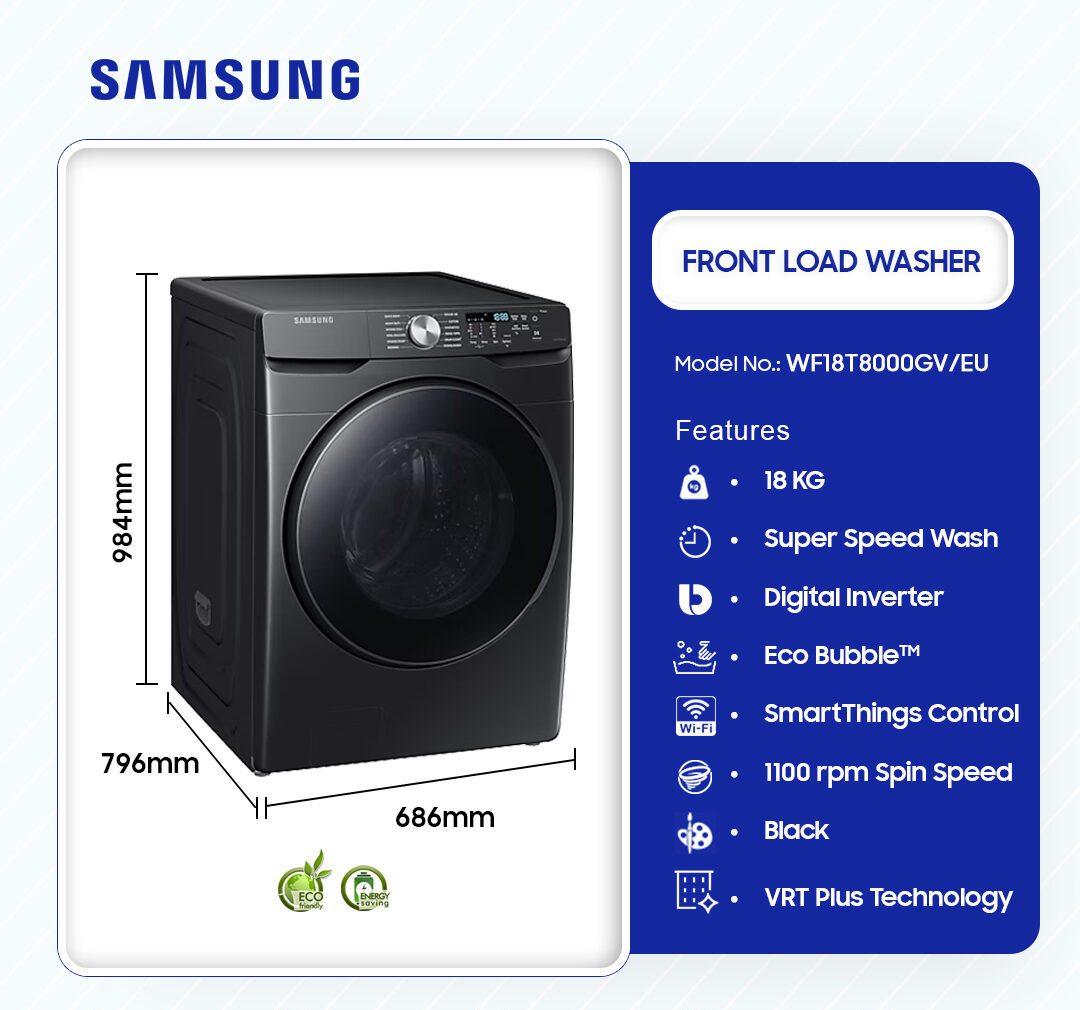 Samsung 18kg Washing Machine (WF18T8000GV/EU) - view 2