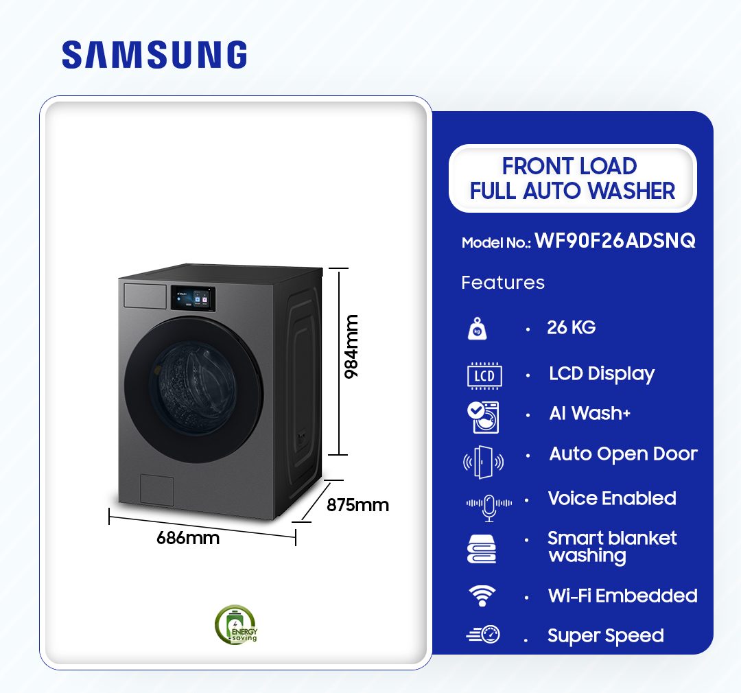 Samsung 26kg Washing Machine (WF90F26ADSNQ) - view 2