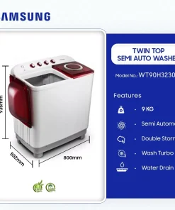 Samsung 9kg Twin Tub Semi-Automatic Washing Machine (WT90H3230MG) - view 2