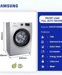 Samsung 7kg Front Load Fully Automatic Washing Machine (WW70T3010BS/NQ) - view 2