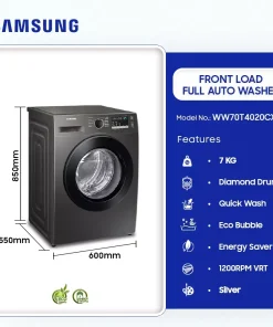 Samsung 7kg Front Load Fully Automatic Washing Machine (WW70T4020CX/NQ) - view 2