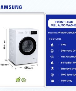 Samsung 9kg AddWash Front Load Washing Machine (WW90T654DLX/S3) - view 2