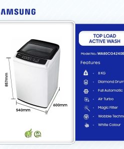 Samsung 8kg Top Load Active Wash Washing Machine (WA80CG4240BWNQ) - view 2