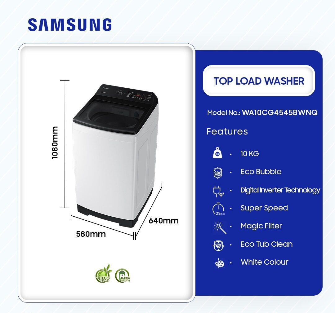 Samsung 10kg Top Load Active Wash Washing Machine (WA10CG4545BWNQ) - view 2