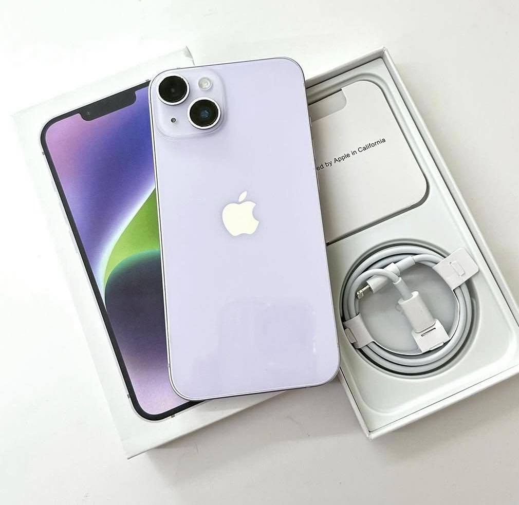 Purple iPhone 14 Plus with box and cable - Legacy Luxury Store Ghana
