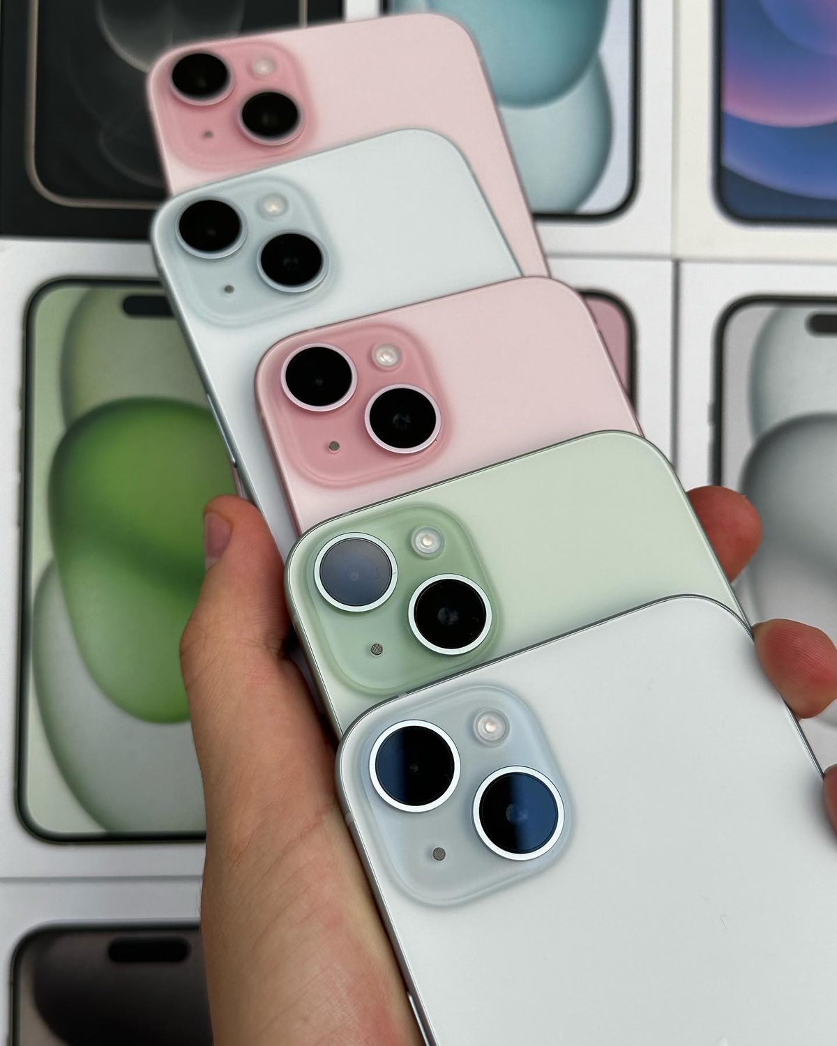 iPhone 15 Plus pink green and blue back view - Legacy Luxury Store Ghana