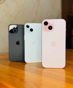 iPhone 15 black, blue and pink standing upright - Legacy Luxury Store Ghana