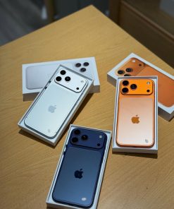 iPhone 17 Pro Max boxes in blue, orange and white - Legacy Luxury Store Ghana