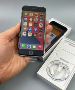 Black iPhone SE 2nd Gen back view with box - Legacy Luxury Store Ghana
