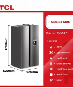 TCL 607L Side by Side Refrigerator (P520SBN) - view 2